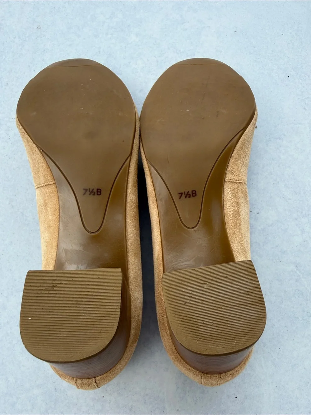 Talbots Tan Suede Block Heel Pumps 7.5